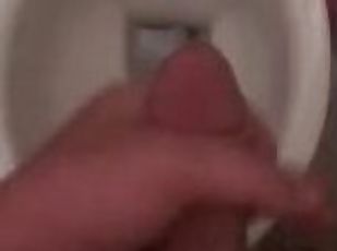 Masturbating and cumshot in a public cafes bathroom