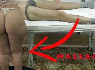 Maid Masseuse with Big Butt let me Lift her Dress & Fingered her Pu...