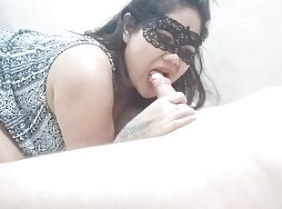 Horny pinay wife sucking euro old cock