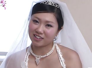 asiatique, mariée, fellation, énorme-bite, hardcore, japonais, point-de-vue, ejaculation, mariage, entrevue