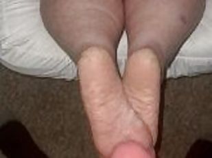 cul, amateur, mature, ejaculation-sur-le-corps, énorme-bite, pieds, bite