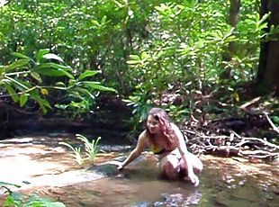 groß-titten, masturbieren, im-freien, höschen, natürliche, allein, wald