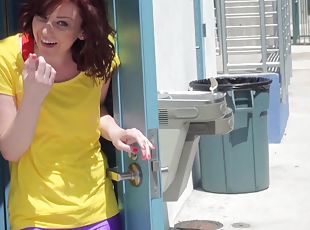 Emma O'Hara is fucked in a public restroom in hot POV