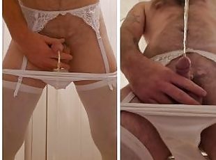 papa, pisser, amateur, gay, lingerie, toilette, fétiche, solo, pappounet, blanc