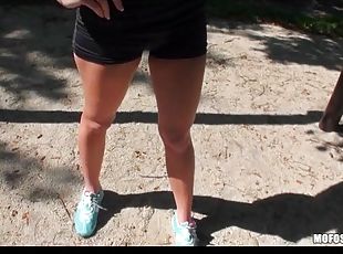 Slutty blonde jogger picked up in the park