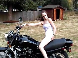 Outdoor solo masturbation by a adorable gal in a miniskirt smashing...