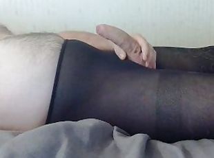 masturbation, collants, amateur, ejaculation-sur-le-corps, gay, ejaculation, fétiche, solo, bite