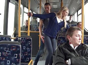 Lindsey Olsen gets her mouth and cunt drilled in a bus in reality video