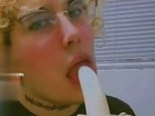 Horny Goth Femboy Eats a Banana