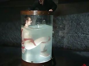 Beautiful Jordan gets toyed in hot water bondage vid