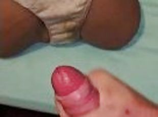 Jerking off and cumming on the dirty panties of my sex doll