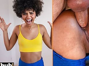 FAKEhub - Sexy young ebony babe gets pranked by her housemate befor...