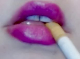 Purple Lipstick Smoking with Black latex gloves ( FAN VIDEO ) speci...