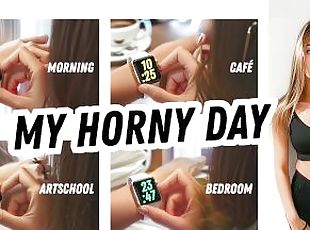 MY HORNY DAY: morning big nipples, weeting in cafe, anal licking at...