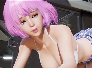 ébène, lesbienne, black, hentai, gode, 3d