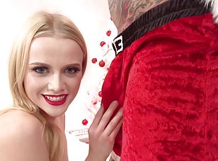 blonde Paris White fucks Santa's big cock