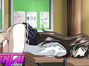 HentaiPros - Anime Schoolgirl rubs clit on classmate thinking of he...