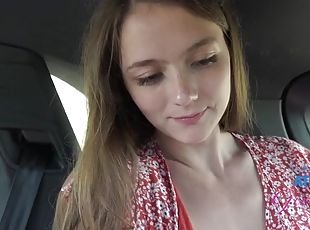 Car sex and naughty ride with mira monroe back seat amateur blowjob...