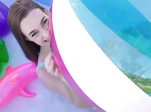 Lubed tali dova gets banged in an inflatable swimming pool