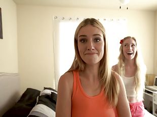 Teen blonde amateur babes Mazzy Grace and Emma Starletto share cum
