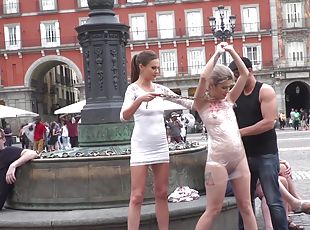 Tina Kay abuses tied up Yunno X with strangers in public