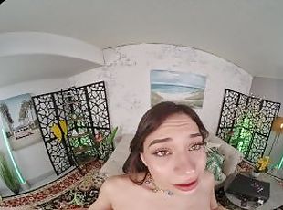 FuckPassVR - Horny brunette Aria Valencia showcasing her cock pleas...