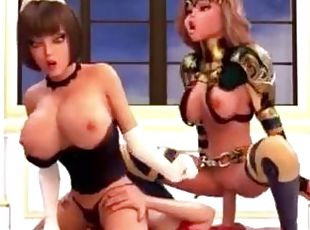 asiatique, cul, gros-nichons, anal, lesbienne, gangbang, trio, anime, hentai, 3d