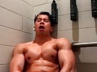 asiatique, baignade, public, amateur, gay, ejaculation, douche, musclé, salle-de-gym