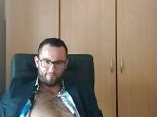 Suited Horny Boss Jerks Off His Monster Cock After Hard Day # Would...