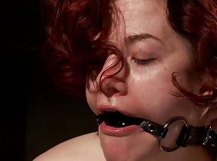 Tied and brave Ingrid Mouth gets her cunt pleased by friend's toys