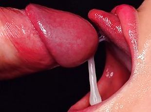 CLOSE UP: BEST UPSIDE DOWN Sloppy BLOWJOB EVER! Sensual Throat FUCK...