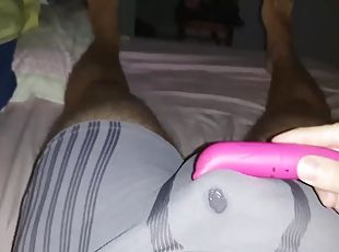 Solo masturbation with two vibrators at the same time, cumming thro...