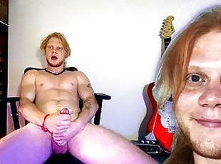 Young long-haired guy shows his body and feet and then masturbates ...