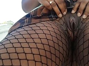 cul, clito, public, chatte-pussy, amateur, ébène, ados, solo