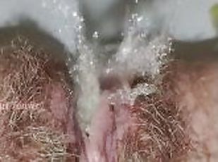 Mature Milf with Hairy Pussy Peeing in the Toilet Close Up. Full HD...