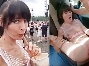 Festival Girl Fucked Hard in Campervan!!! Double CUM to Huge Squirt...