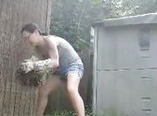 Watch My Muscles as I dog these Huge plants out My yard. You be mes...