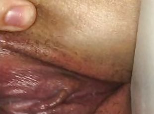 clito, chatte-pussy, amateur, solo, bureau, humide