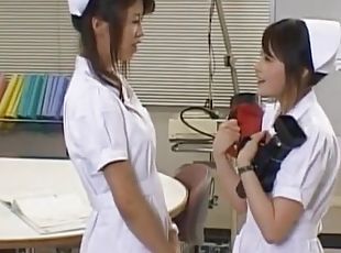 Asian nurse plays with patient's big cock in sensual modes
