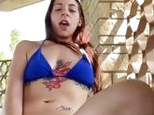 masturbation, en-plein-air, amateur, babes, ados, jouet, gode, attrapée, solo