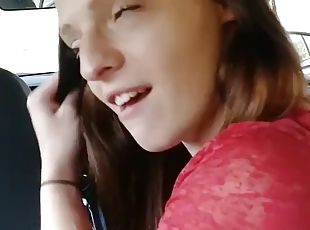 Sexy amateur teen sucking big black cock in the car. I found her on...