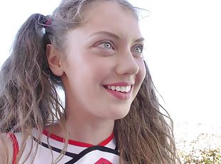 Cheerleader Elena Koshka gets cocked eyed after having multiple org...