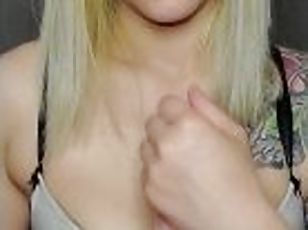 lunettes, masturbation, amateur, jouet, secousses, blonde, fétiche, solo