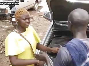 ebony, čierne, bbw, auto, matka, zadok-butt, africké