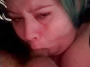 Blue hair Bbw Swallows My Whole Cock