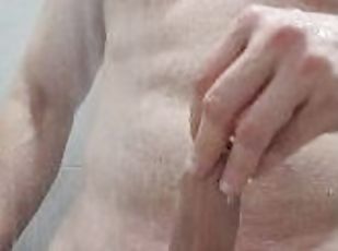Wet shower video with foreskin play, quick jerk & release ruined cu...