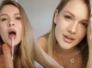 amatör, avsugning, pov, blond, underkläder, vacker, vacker-pretty