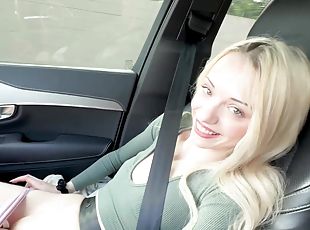 Provocative blonde Cecelia Taylor masturbates in a car. HD