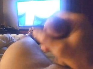 Stroking my cock watching porn until I shoot cum all over myself
