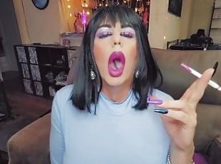 Sexy virgin crossdresser smoking with big lips lipstick cross dress...